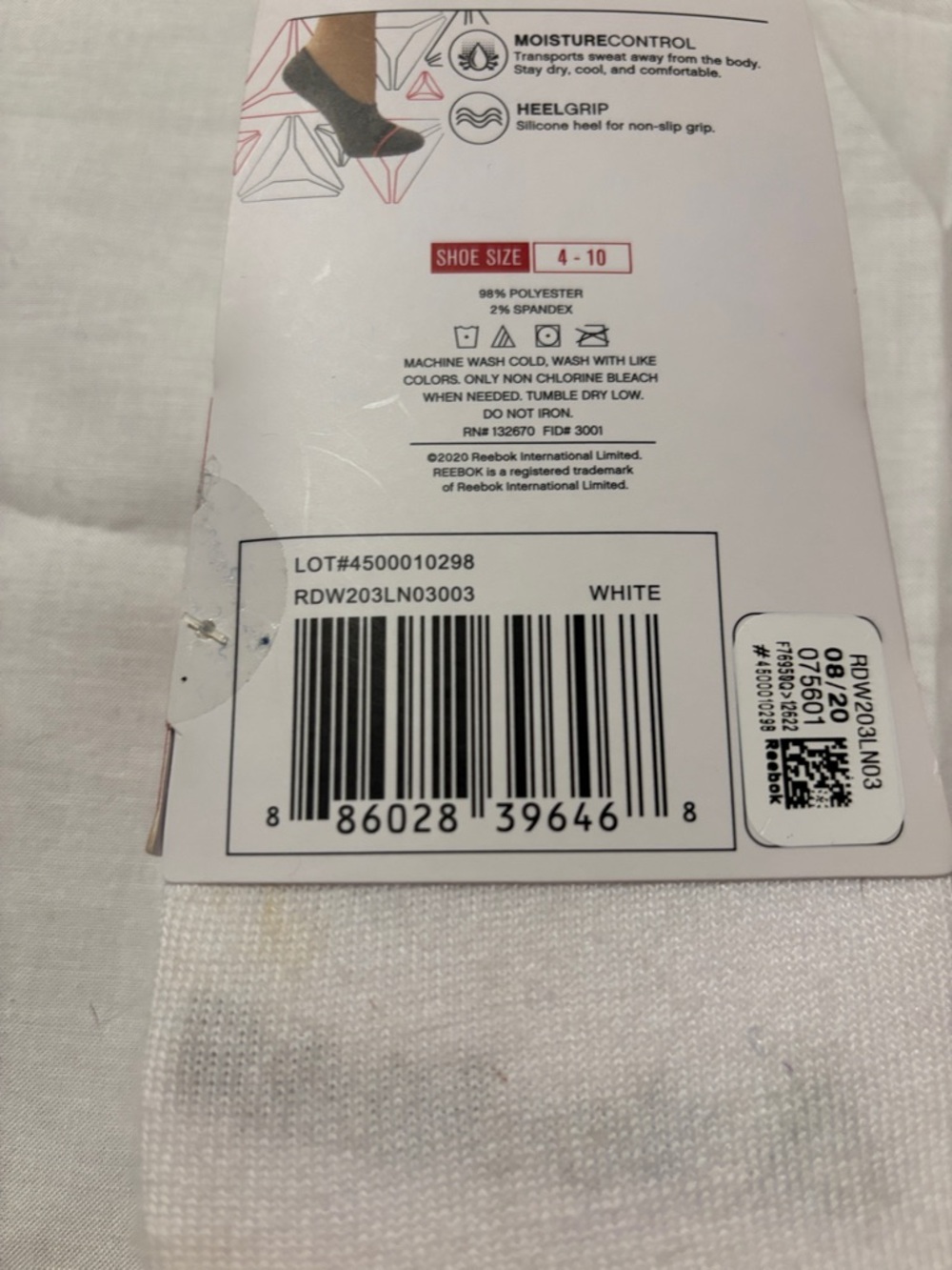 Reebok White Low-Cut Athletic Socks (No-Show)